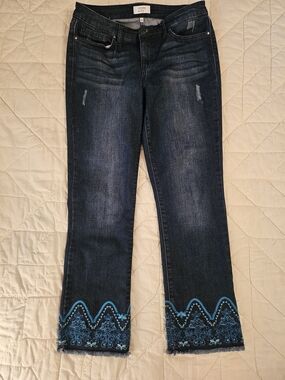 Cown & Ivy Distressed 'Bali' Embroidered Jeans -Size 8